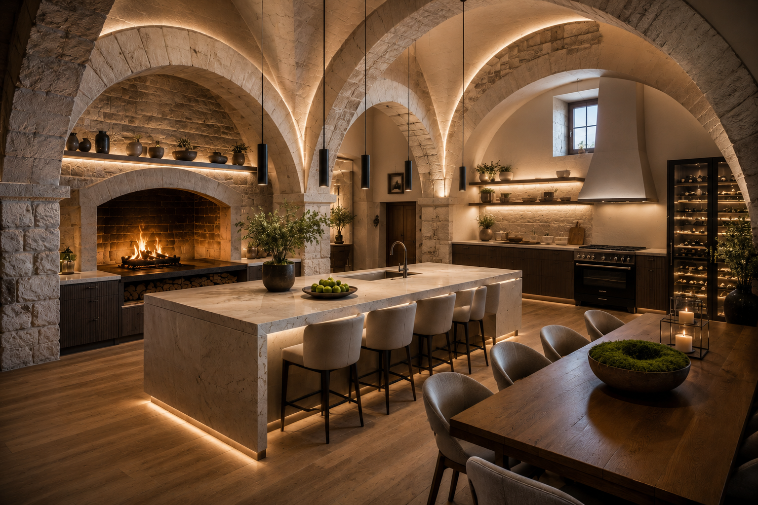 Castle kitchen after
