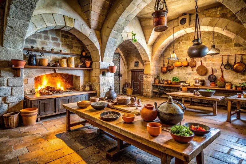 Castle kitchen before